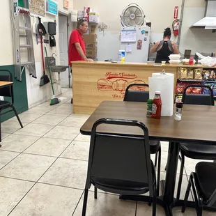 the counter and tables