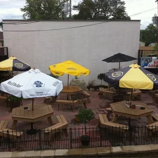 tables and umbrellas