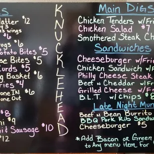 Full menu