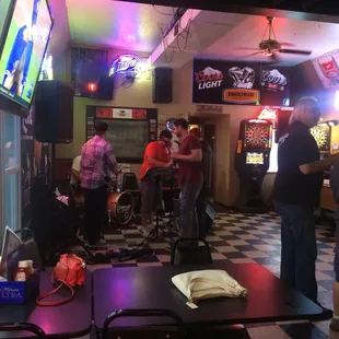 a group of people in a restaurant