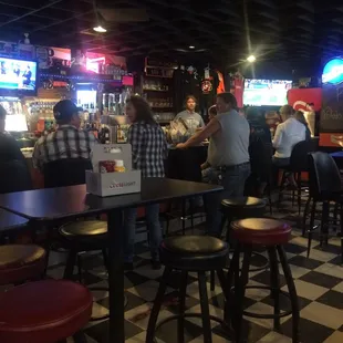 a group of people sitting at a bar