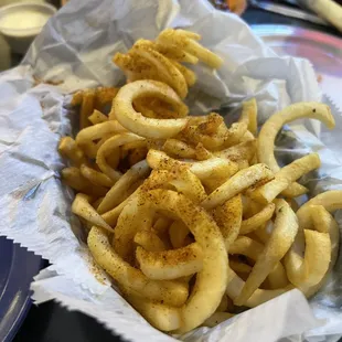 Curly fries with Cajun seasoning