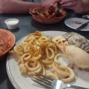 Philly steak curly fries