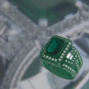 A hand crafted wax model ready to be immersed in plaster prior to being cast in white gold. Another unique masterpiece!