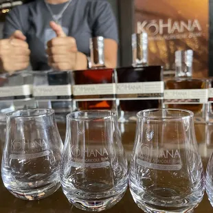 Tasting glasses. You get one to take home