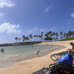 The water is calmer on the right