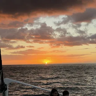 Sunset view on the catamaran
