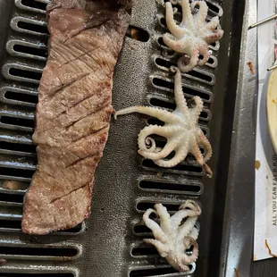 Cooked Galbi and Octopus