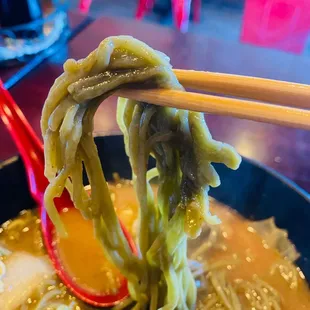 Clumpy kale noodles