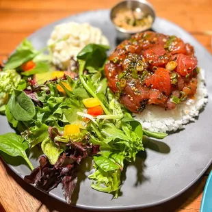 Ahi poke plate with matsuri sauce