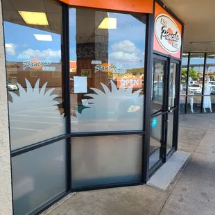 the entrance to the restaurant