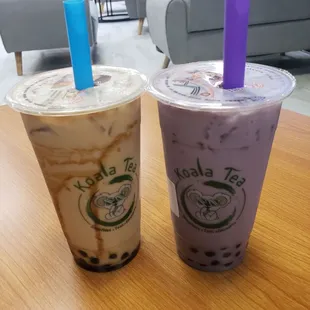 Tiger Tea (Left) Taro Cream Tea (Right)