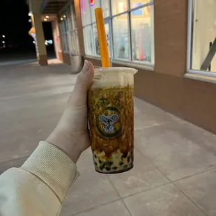 Tiger tea with tapioca boba