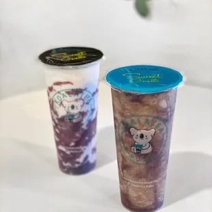 Ube Fresh Milk (left) and Ube Monster (Ube and Oreo blended) with Soy Milk (right). My two favorites! Great Ube flavor, like from Halo Halo