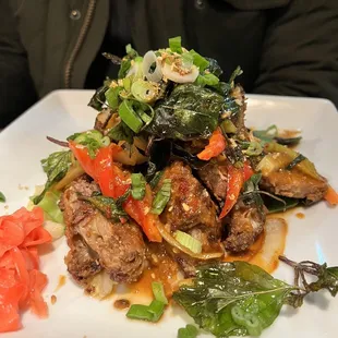 Crispy duck with basil