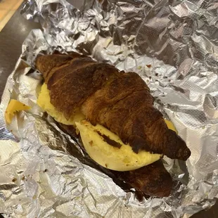 Croissant with egg and cheese