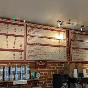 menus on a brick wall