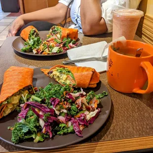 Mango curry chicken wrap, powerhouse wrap, green tea (organic--fancy!), tropical smoothie. It's all fantastic!