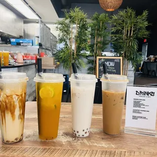 Caramel Bubble Milk Black Tea with Dark Brown Sugar Passion Fruit and Lime Green Tea Original Milk Tea Vietnamese Coffee