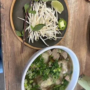 Rare steak and meatball pho (pronounced "fuh", not "foe").
