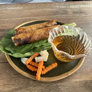 Egg roll appetizer and salad