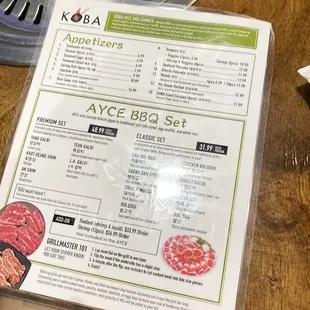 menu