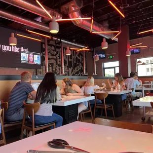 people eating in a restaurant