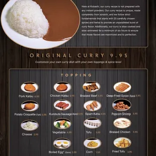 Make-your-own curry menu (September 2022).