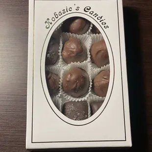 Peanut butter chocolates + salted caramel.