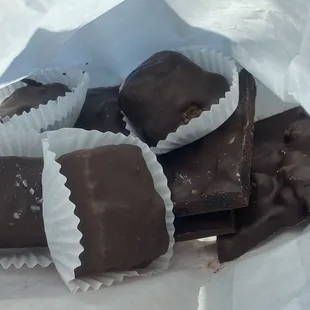 07.15.23 Dark chocolate barks (my fav!), mint marshmallow, PB Crunch, &amp; Salted Caramel (top seller)