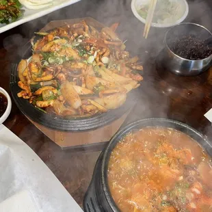 Stirfried Calamari, Kimchi Jjigae