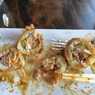 Raw cooked golden roll