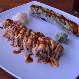 Spicy Crunchy Shrimp Roll and Fire Dragon Roll