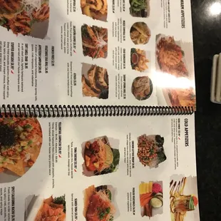 sushi and sashimi, menu