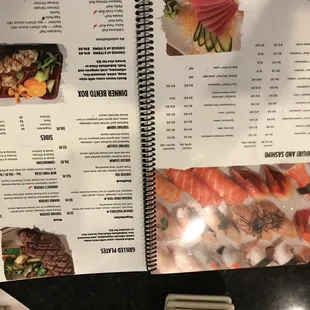 sushi and sashimi, menu