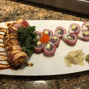 Drunken Fish roll on left, Sakura on right!