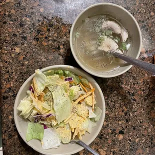 Soup &amp; Salad with Shrimp Sauce