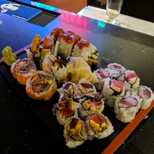 Tunax3, lucky roll, volcano roll and something else