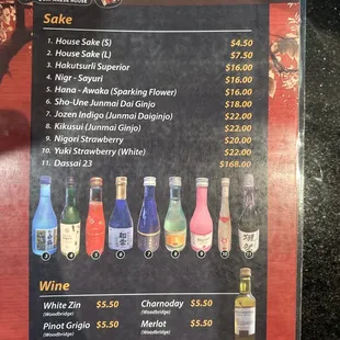 Sake menu