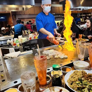 a chef preparing food