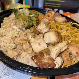 Chicken and shrimp entree with fried rice