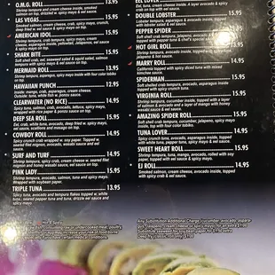 Updated menu