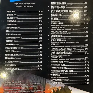 Updated menu