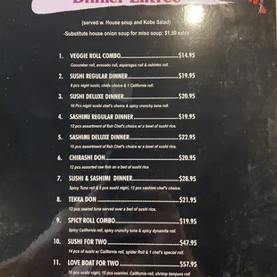 Updated menu