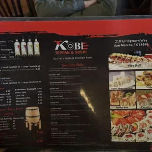 Endless sushi menu