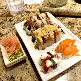 a plate of sushi