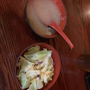 Miso soup and salad