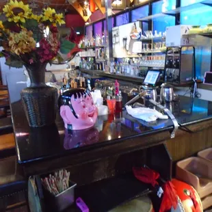 The bar area.