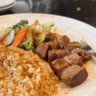 Filet mignon with fried rice