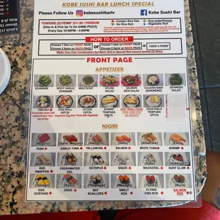 Front of lunch special